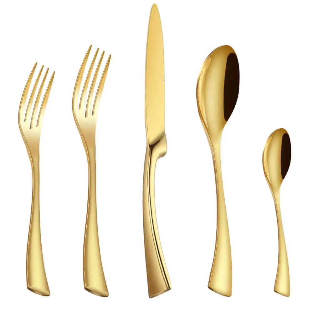20Pcs/set Stainless Steel Black Rose Gold Cutlery Set Dinnerware Tableware Silverware With Salad Dessert Fork Drop Shipping