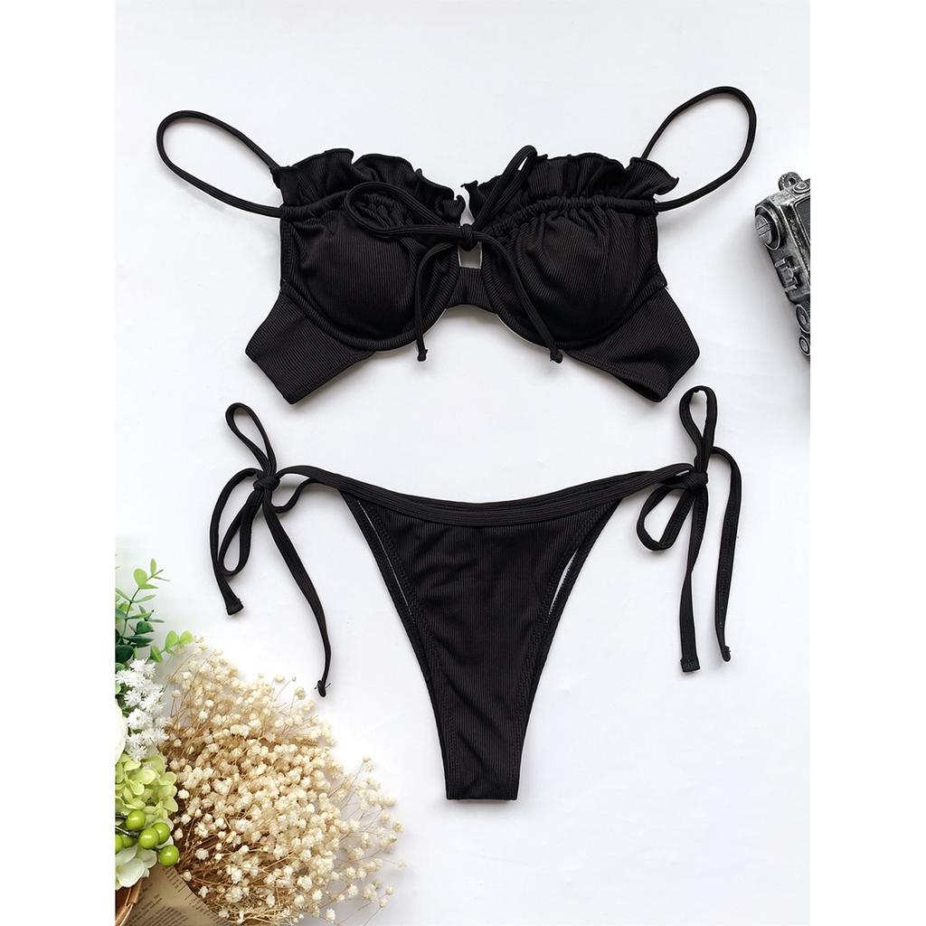 Женское бикини Push Up 5 цветов Купальник Женский купальник Сексуальный комплект бикини с рюшами Biquini Micro Biquini Купальный костюм Купальный костюм