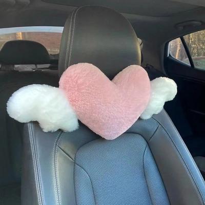 Подголовник автомобиля в форме сердца, плюшевая подушка для шеи, подушка для спины сиденья, автомобильная подушка, аксессуары для поддержки поясницы, универсальный декор