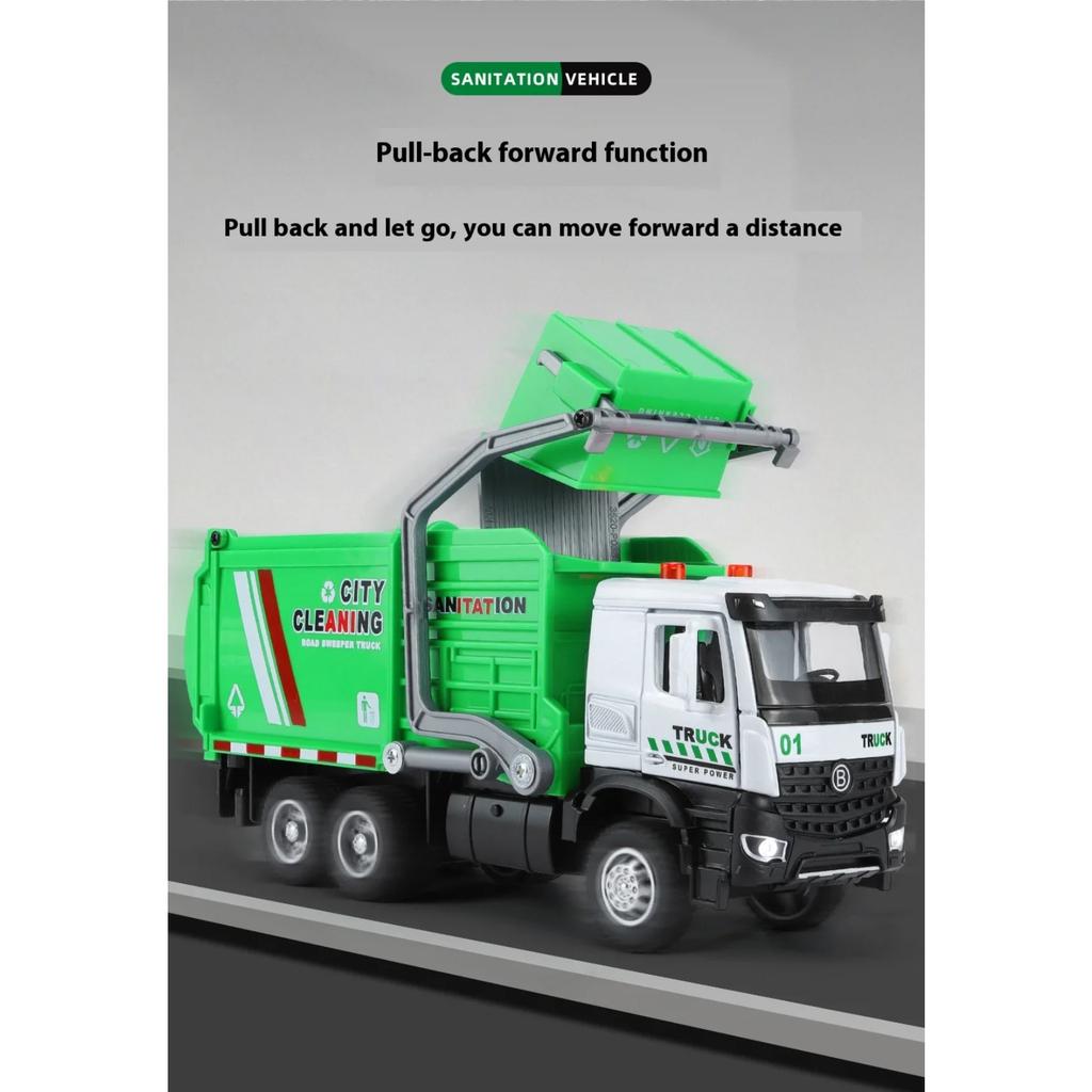 1/35 Мусоровоз для городской санитарии Сплавная машина Литая металлическая модель Детские инженерные игрушки Подарок на день рождения для детей