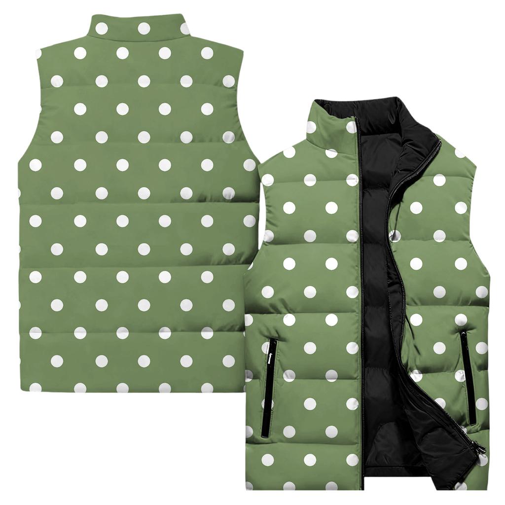 Ladies' Casual And Fashionable Sleeveless Vest Polka Dot Printing Cotton Jacket