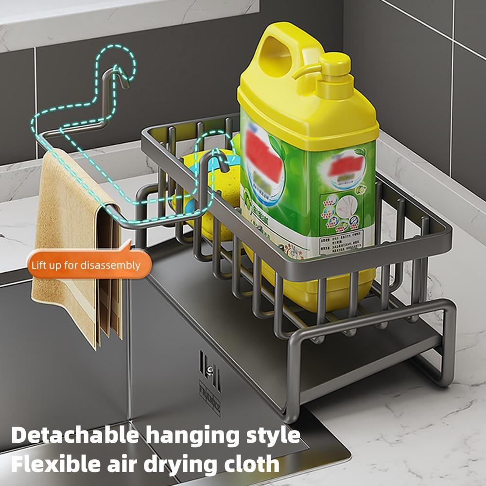 1PC Self-draining Sink Shelf Stainless Steel Kitchen Sink Drain Rack Soap Sponge Holder Kitchen Sink Organizer
