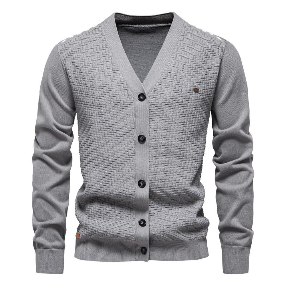 AIOPESON Mens New V Neck Button Up Cotton Cardigan Sweaters Casual Social Knit Sweater Cardigans for Men