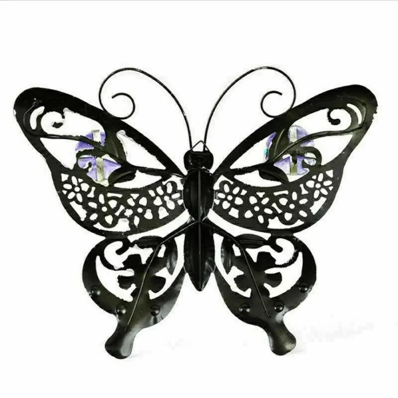 Металлическая 3D Бабочка Домашний Декоративный Уличный Статуэтки Двор Большое Настенное Искусство Забор Креативная Скульптура Украшение Подарок Садовые Аксессуары