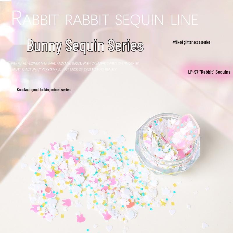 Nail Art Mixed Glitter Sequins: Rabbit, Heart, Starburst & Fairy Designs