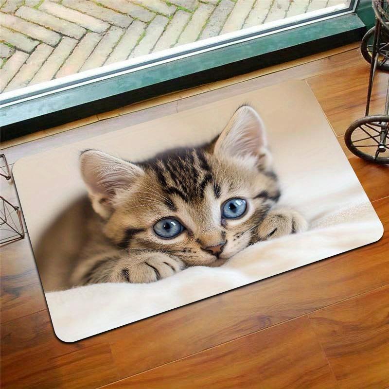 1Pcs Anti Fatigue Kitchen Rugs, Cat Print Waterproof Non-Slip Thick Cushioned Kitchen Mat Heavy Duty Comfort Standing Mat for Kitchen