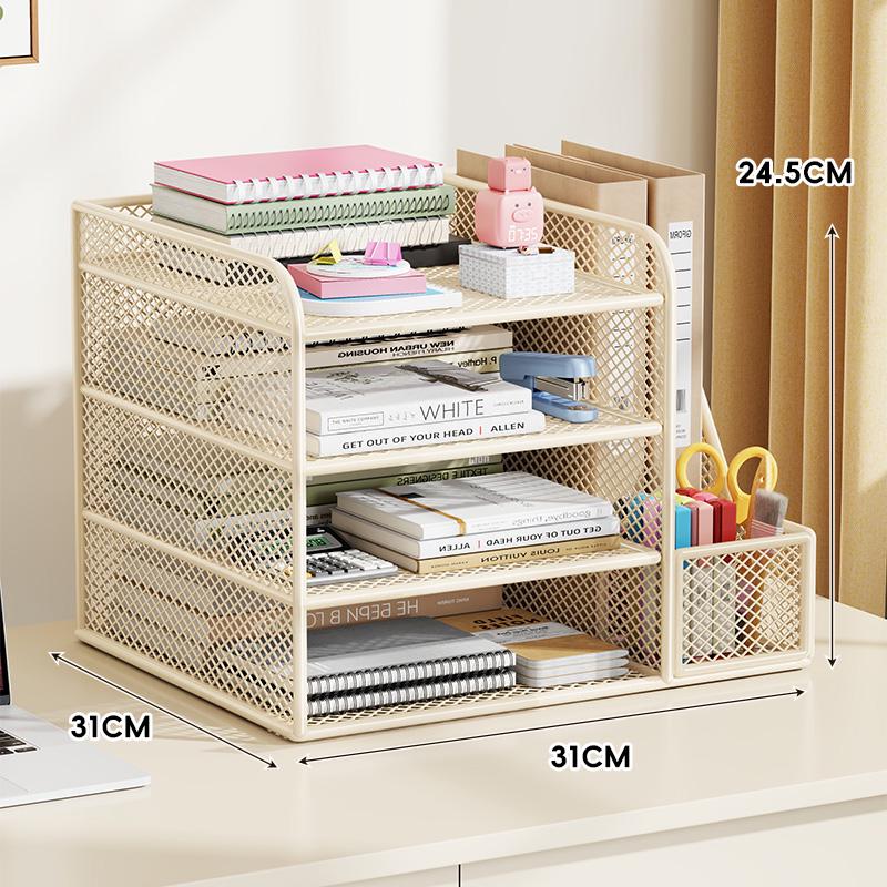 Desktop Metal File Organizer: Office Supplies Storage Rack and Data Archive Solution
