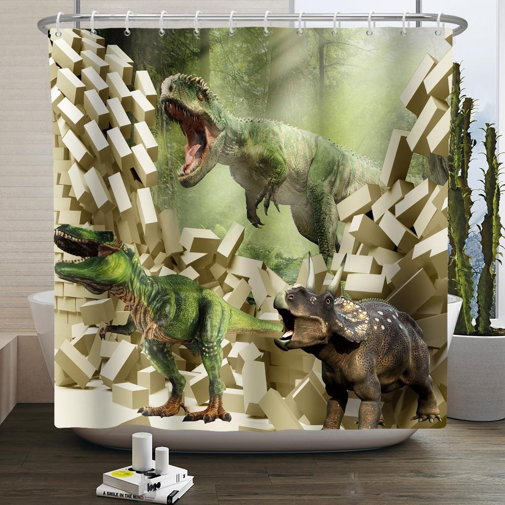 Забавная шторка для душа с динозаврами для ванной комнаты, милая шторка для ванной с животными, крутая шторка для ванной с динозаврами для детей, водонепроницаемая шторка для ванной, декор