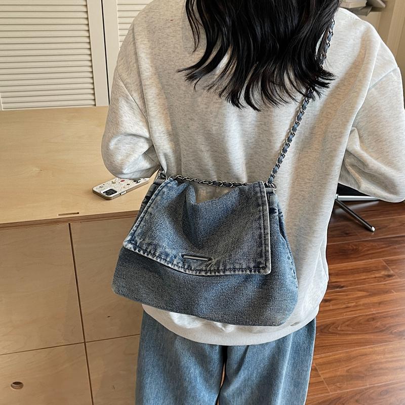 Джинсовая сумка Цепочки Сумка через плечо Женская сумка на плечо