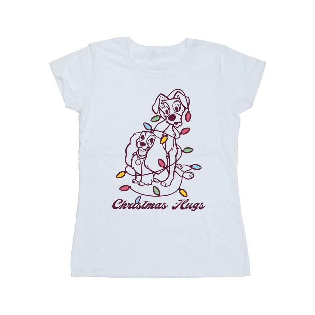 Disney Womens/Ladies Lady And The Tramp Christmas Hugs Cotton T-Shirt