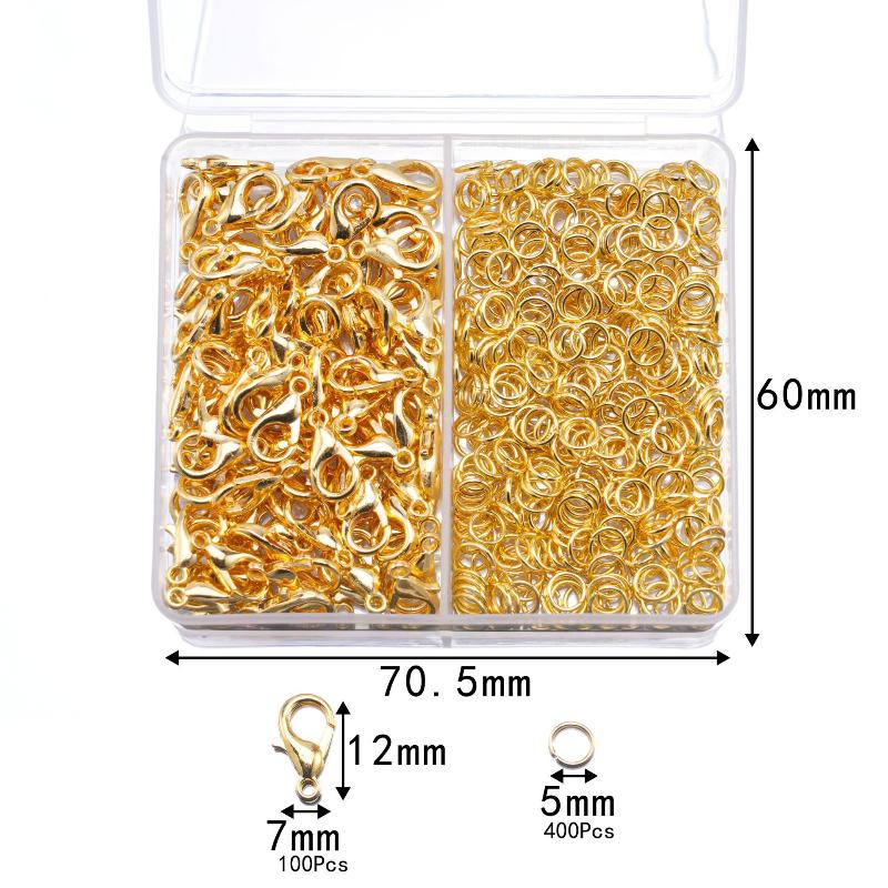 500Pcs/Box Jewelry Making Kit Lobster Clasps & Jump Rings With Box For Diy Chain Necklace Bracelet Anklet Supplies Connectors