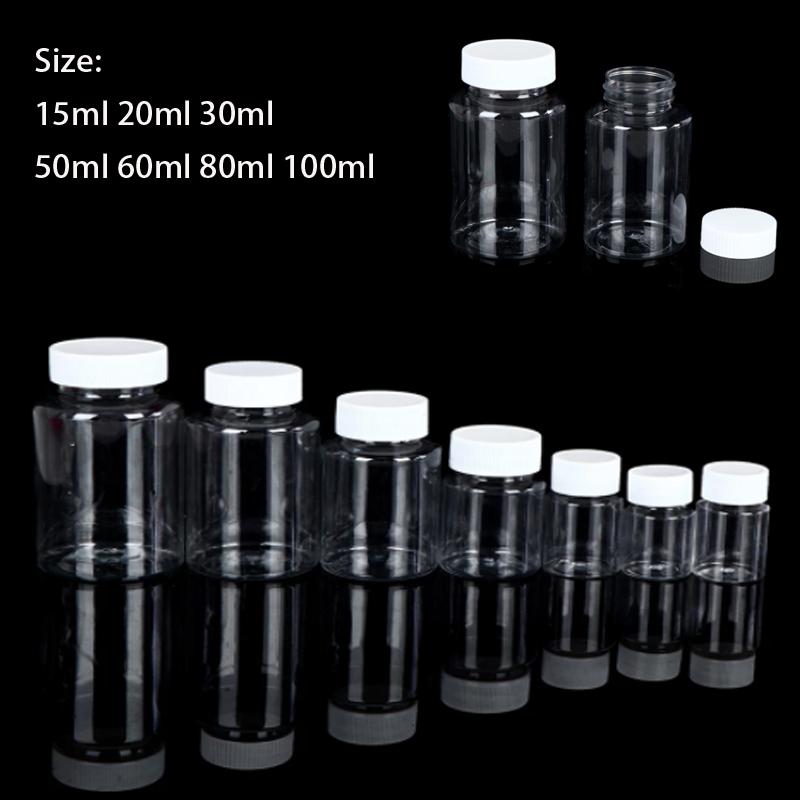 5-30pcs Refillable Bottles 15ml 20ml 30ml 50ml 60ml 80ml 100ml Plastic PET Clear Empty Seal Bottles Container with screw cap