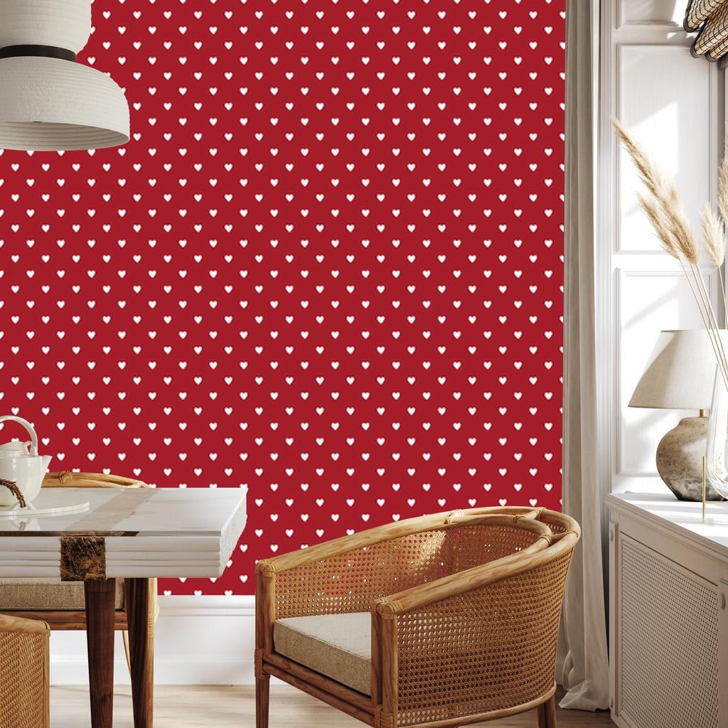 Hearts Wallpaper Red and Coral 50x1000
