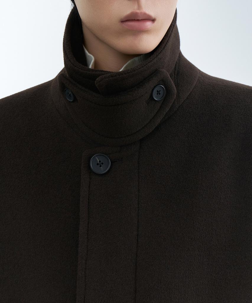Musinsa Standard Cashmere Blend Over-Shoulder Balmacaan Coat [Dark Brown]