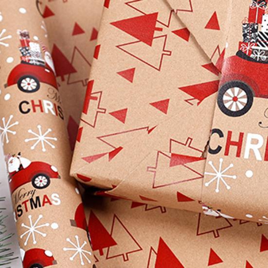 Винтажная толстая коричневая праздничная упаковочная бумага с рисунком рождественской елки, грузовика, снежинки для дня рождения, Нового года, для вечеринки