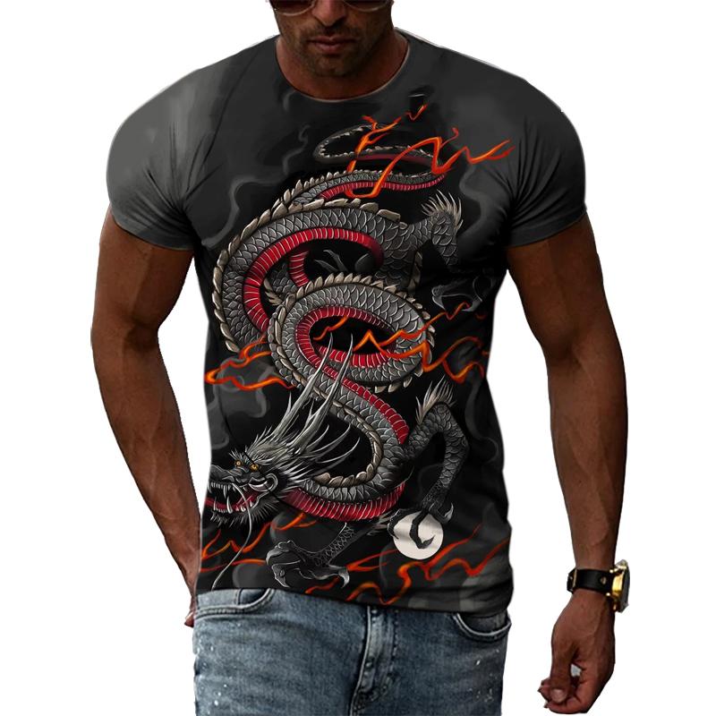 Summer Fashion Chinese Dragon Men T-shirts 3D Trend Casual Personality Cool Style Printing Tees Hip Hop O-neck Short Sleeve Tops