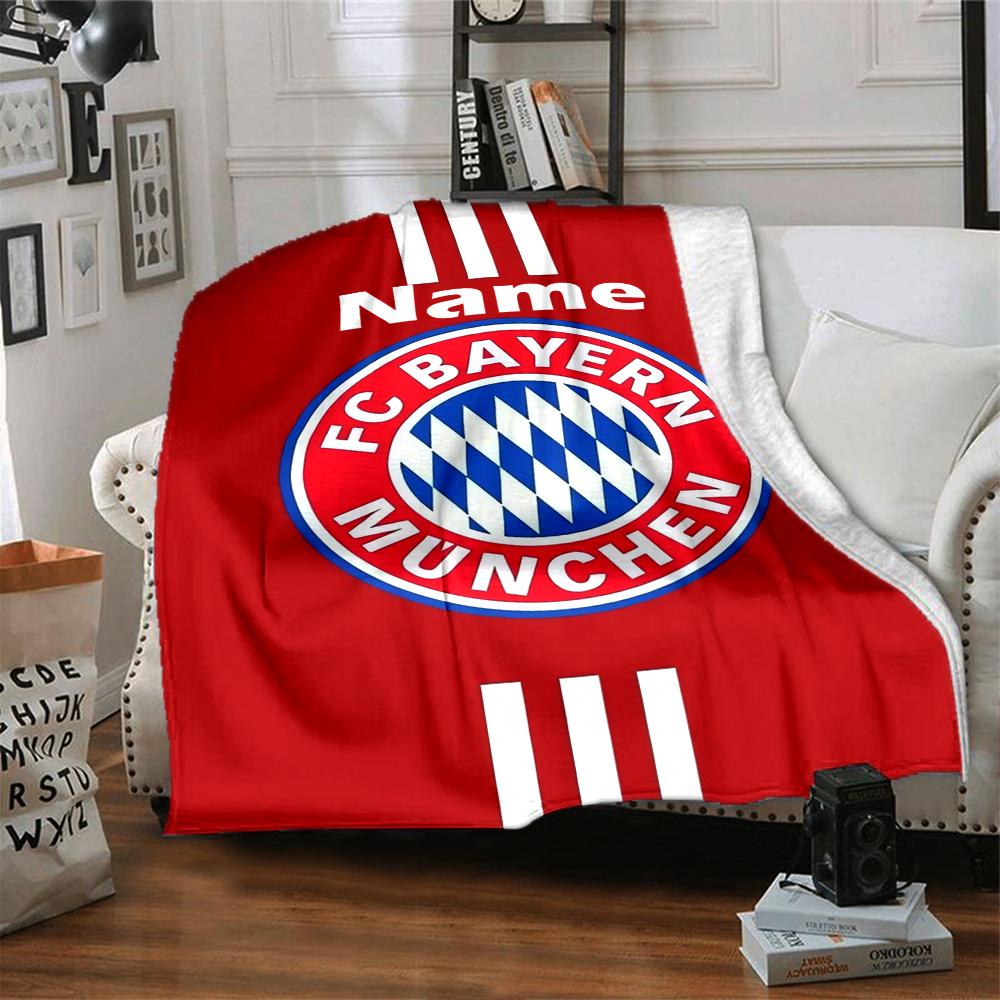 Custom Name FC Bayern München Theme Printed Blanket - Perfect for Couch, Bed, Travel & Outdoor Use | Machine Washable, Cozy & Durable.