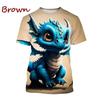 Baby Dragon 3D Printing T-shirt Serpent Fashion Round Neck Short Sleeve Dinosaur Casual Unisex Top Tee Shirts