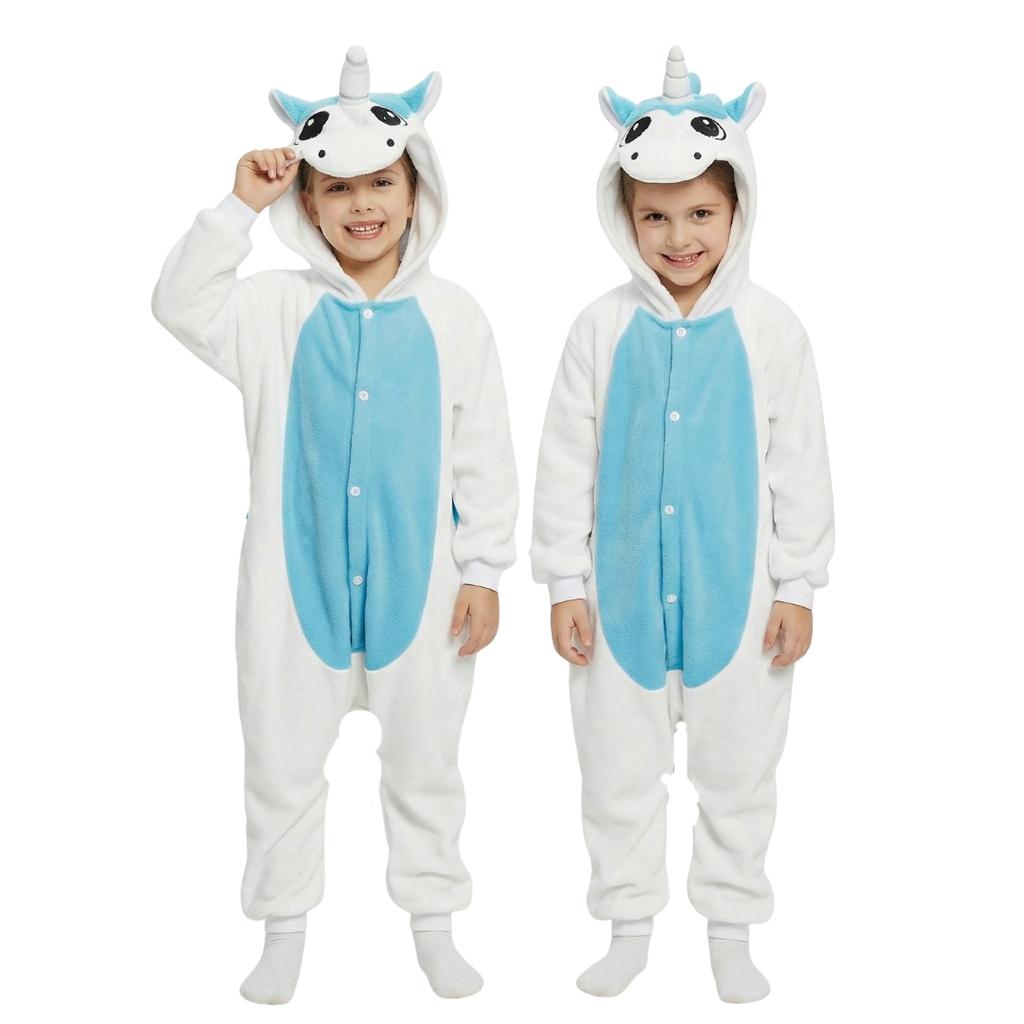 Piżama Onesie Kigurumi Kostium Przebranie Biały Jednorożec Dzieci 125-135Cm