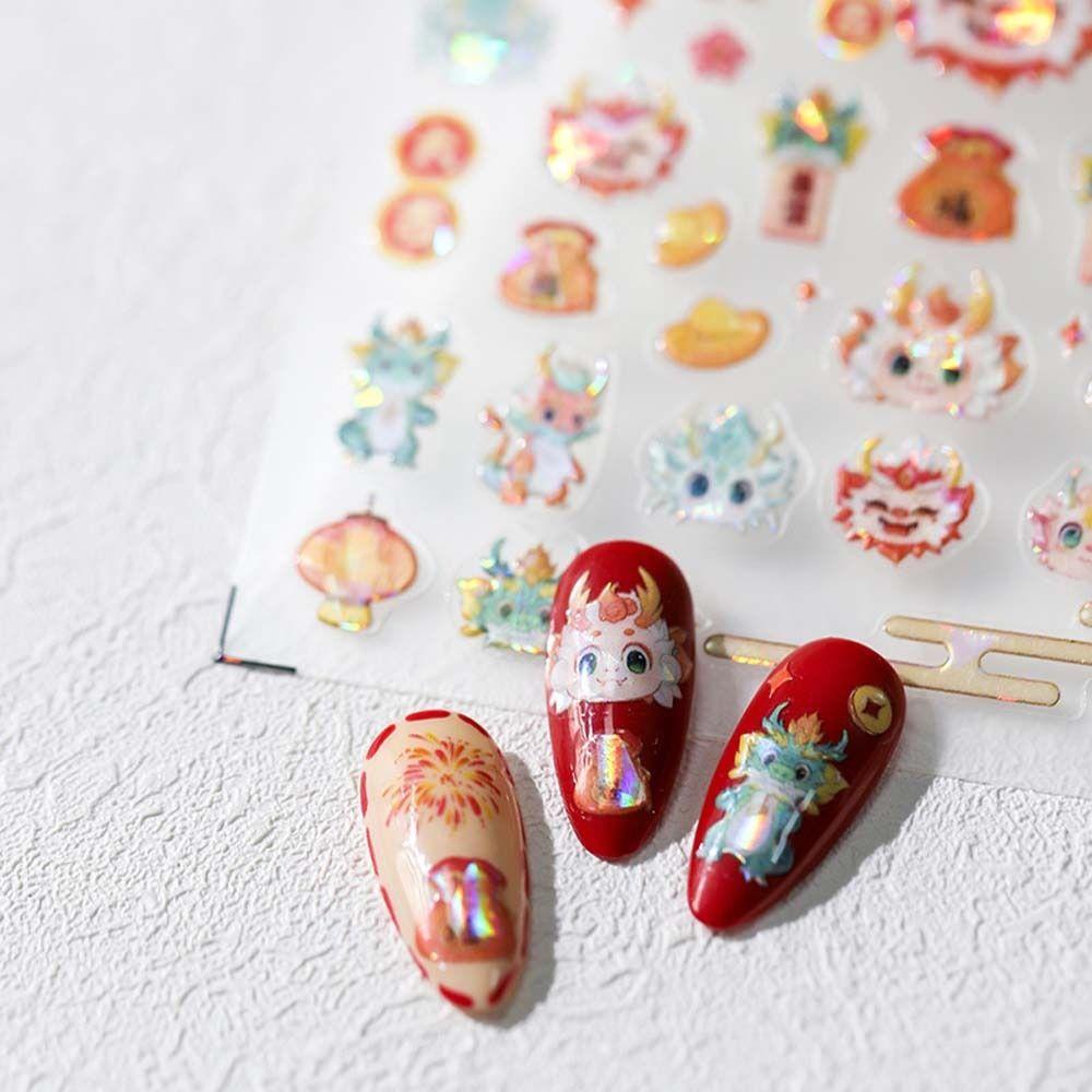 Nail Art Supplies Dragon Nail Stickers Manicure Ornaments Chinese Nail Decorations  Lady
