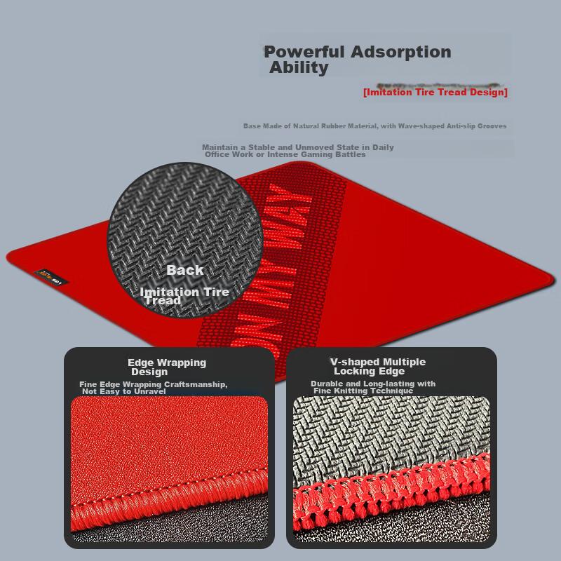 High-Density Fiber Professional Mouse Pad Large Size Desk Mat with Red And Brown Random Pattern Jacquard Thick Surface 460*400*4mm