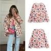 Women Floral Print Cotton Jacket 2024 New Elegant O Neck Full Sleeve Pockets Lightweight Quilted Coat Autumn Winter Lady Outwear
