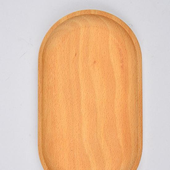 Storage Tray Multipurpose 4 Shapes Solid Wood Square Rectangle Round Ellipse Dinner Breads Plate
