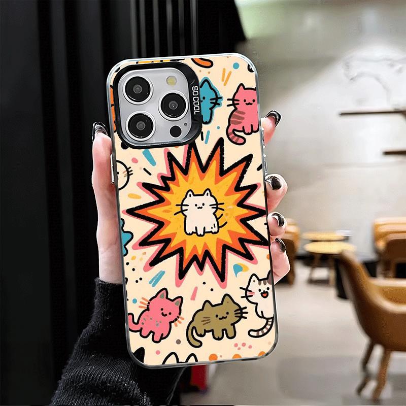 Мягкий чехол для телефона с мультяшными милыми кошками для iPhone 15 16 17 Pro Max 17Air 16E 14 Plus 13 12 Mini, противоударная задняя крышка