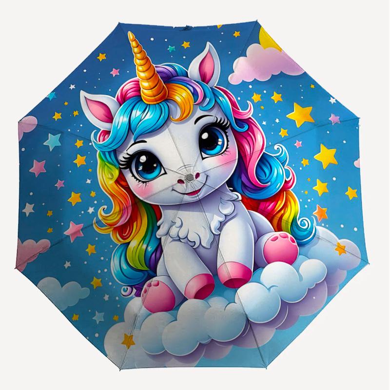 1PC Unicorn Cloud Umbrella-8-Rib Reinforced Portable Folding Travel Suitable for All Seasons Outdoor Daily Use Is an Ideal Choice -F389