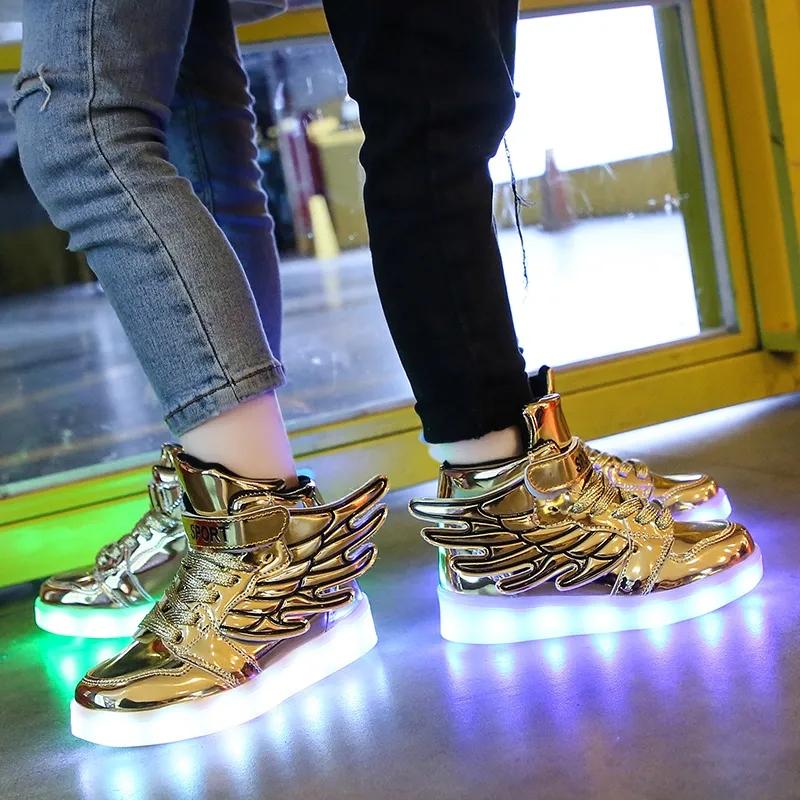 Boys Mesh Luminous Shoes Usb Rechargeable Waterproof Luminous Children's Shoes Fluorescent Shoes Baby Sports Lights Shoes for Girls and Boys