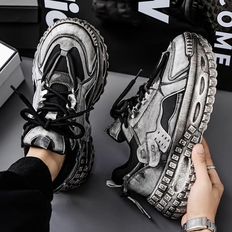 Men's Shoes Spring New Breathable Mesh Youth Sports Shoes Men's Trend Versatile Tire Sole Platform Dad Shoes Men