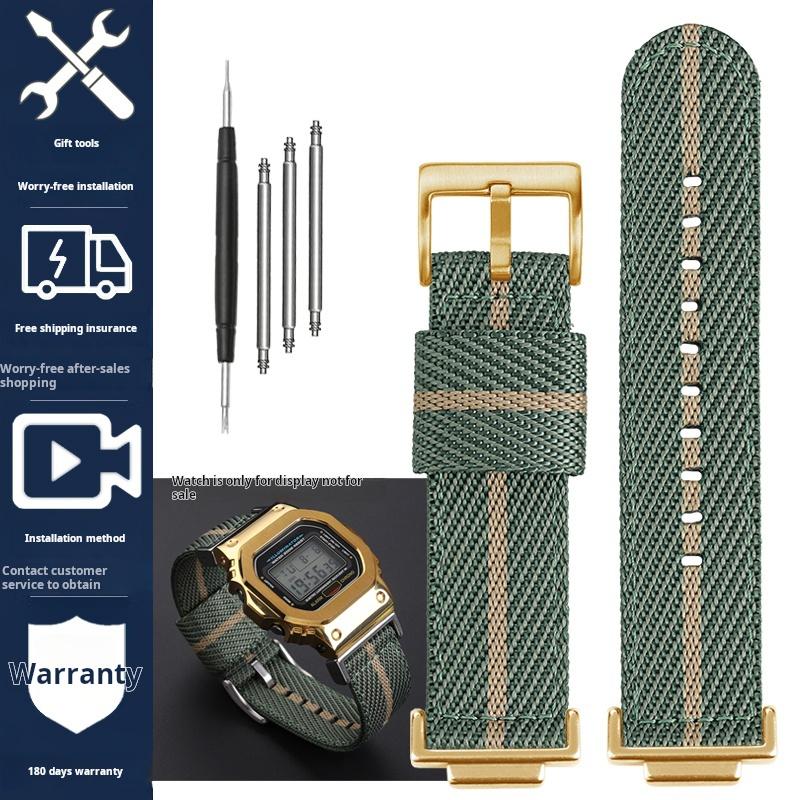 16-мм нейлоновый ремешок для Casio DW5600 GWM5610 GA110 GA2100 GA-700 Мужские наручные часы для активного отдыха Модифицированный металлический адаптер Аксессуары