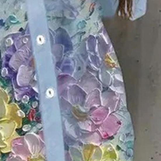 Женская рубашка с принтом бабочки и отложным воротником, однобортный художественный весенний топ для повседневной носки