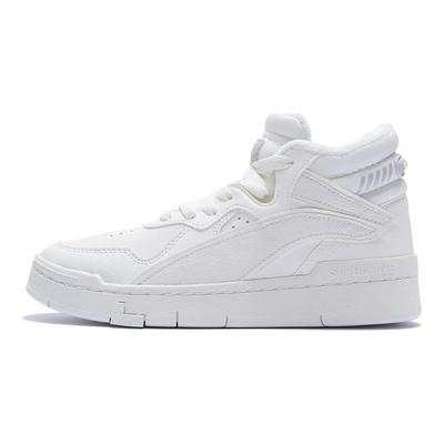 Li Ning We Wo Mid износостойкие нескользящие теплые высокие кроссовки для скейтбординга женские белые AGCS324-1