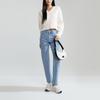 Calvin Klein Minimalist Embroidered Asymmetrical V-Neck Sweater Women Sweater Off-White J222847YBI