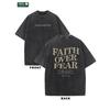 FAITH OVER FEAR Men's Cotton Solid Drop Shoulder Vintage Street Wear Basic Tees Baggy Tops Acid Wash T-Shirt