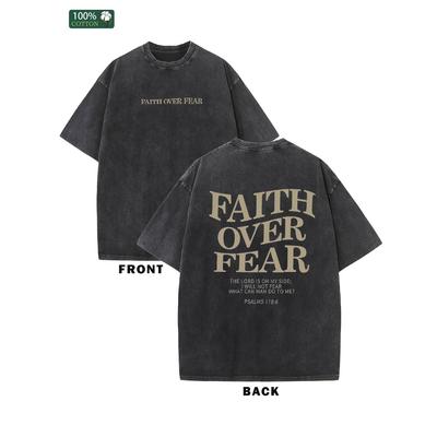 FAITH OVER FEAR Мужская хлопковая однотонная футболка с заниженной линией плеч в винтажном уличном стиле, базовые футболки, мешковатые топы, футболка с эффектом кислотной стирки