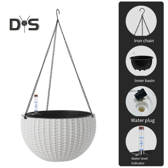 Self Watering Hanging Planters Indoor Outdoor Thickened Hanging Basket Flower Pot with Water Level Indicator Hanging Plant Pot for Cacti Herbs