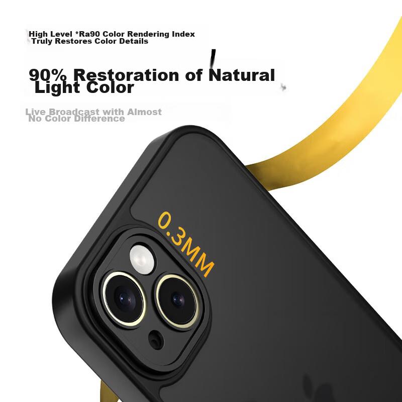 Skin-Like FrostedIPhone 14 Plus Case, Frosted Shockproof Anti-Fingerprint Full Lens Protection Soft Edge Case, Midnight Black