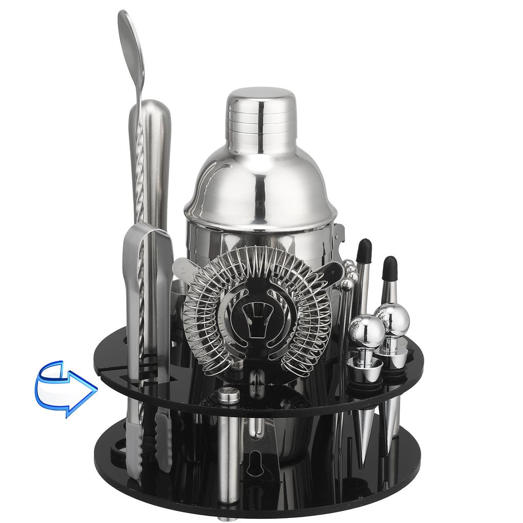 Набор шейкеров для коктейлей начального уровня Барный шейкер Ручной стакан Вращающаяся стойка для хранения Полный набор инструментов для бармена