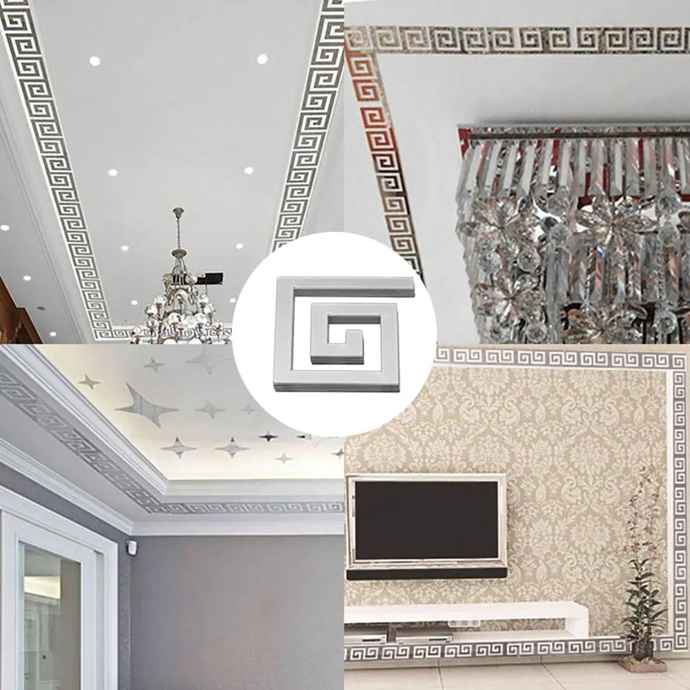 10Pc Furniture Decoration Acrylic with Adhesive Wall Decor Office Sticker Mirror for Living Room Bedroom Edge Strip Corner Line
