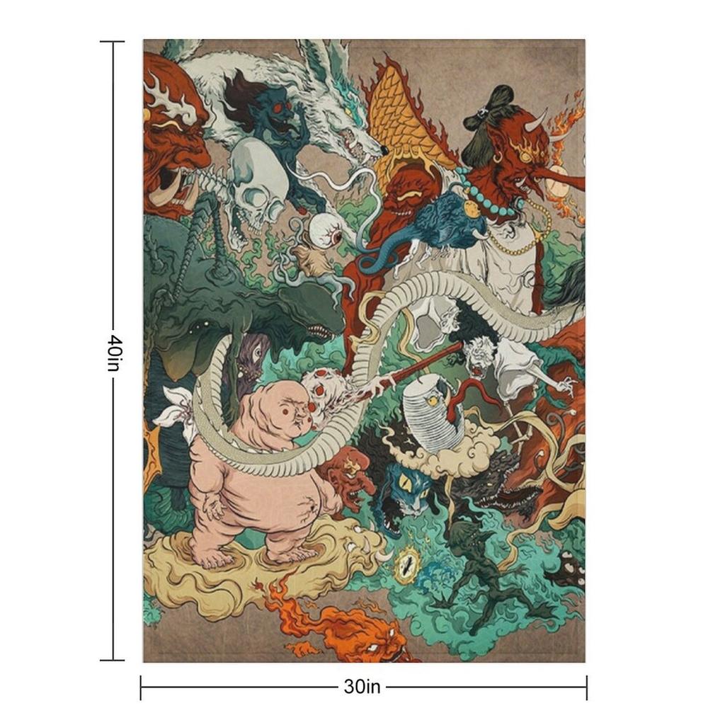 Japanese kaiju monsters Throw Blanket Soft Plaid Plush Decorative Sofas Multi-Purpose Blankets