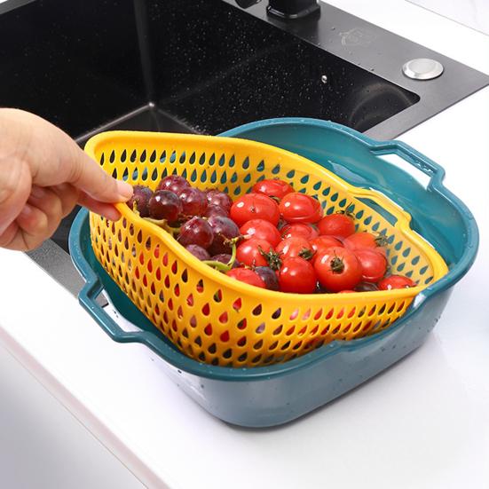 8 Pcs Kitchen Draining Bowl Hollow Out Quick Drainage with Small Ears Drain Basket Fruite