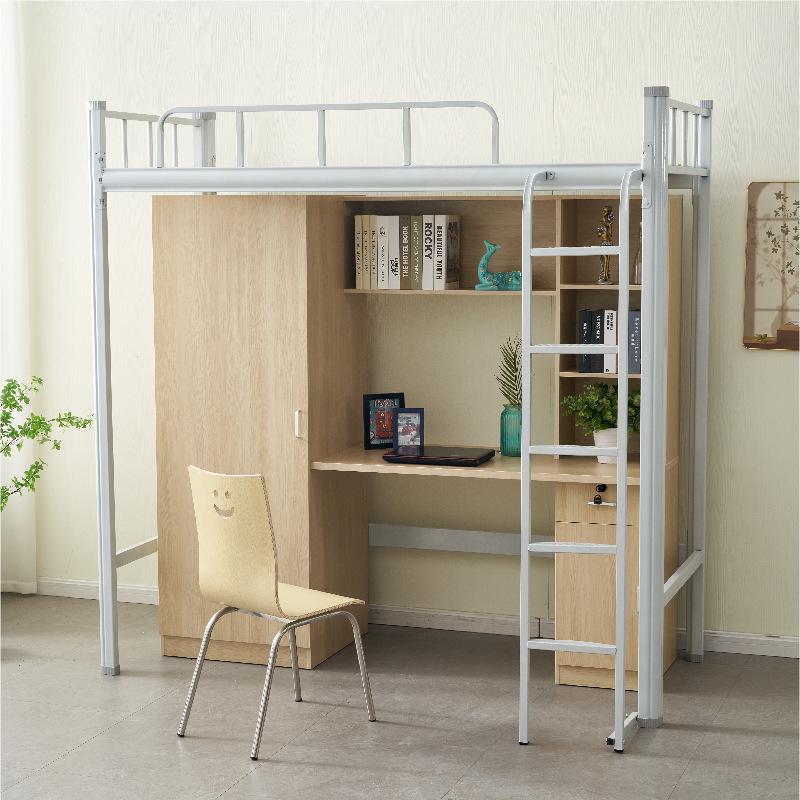 Iron Frame Loft Bed with Desk – Ideal for Dorms and Apartments