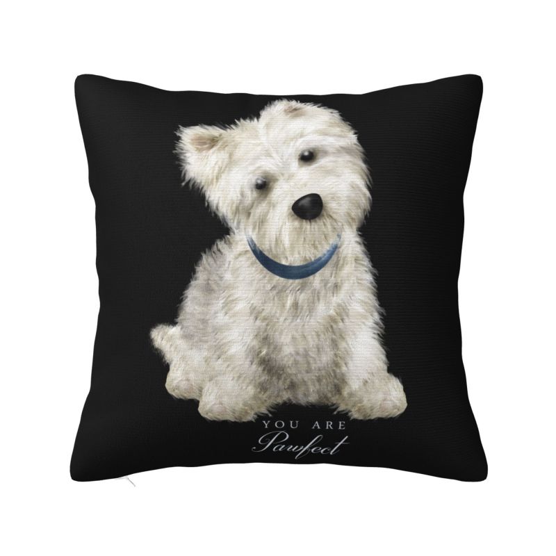 Luxury Sweet West Highland White Terrier Dog Cushion Cover for Sofa Polyester Westie Puppy Pillow Case for Living Room