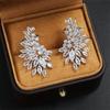 ZAKOL Luxury Shiny Cubic Zirconia Flower Stud Earrings Gorgeous Sliver Color Wedding Party Zircon Gift for Women