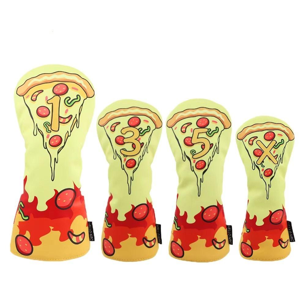Soft And Durable Golf Head Cover Pizza Pattern Wood Headcover Golf Club Protector Driver Fairway