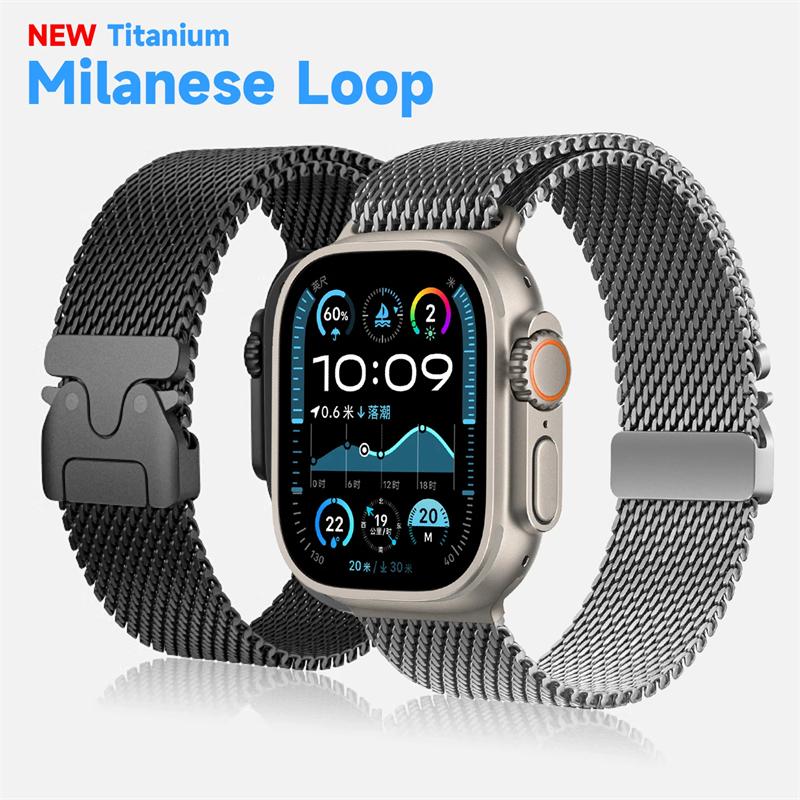 Titanium Strap for Apple Watch Band 46mm 49mm 45mm 42mm iWatch 44mm 41mm 40mm 38mm Loop Correa Bracelet Series Ultra 10 9 8 7 6 5 SE 4