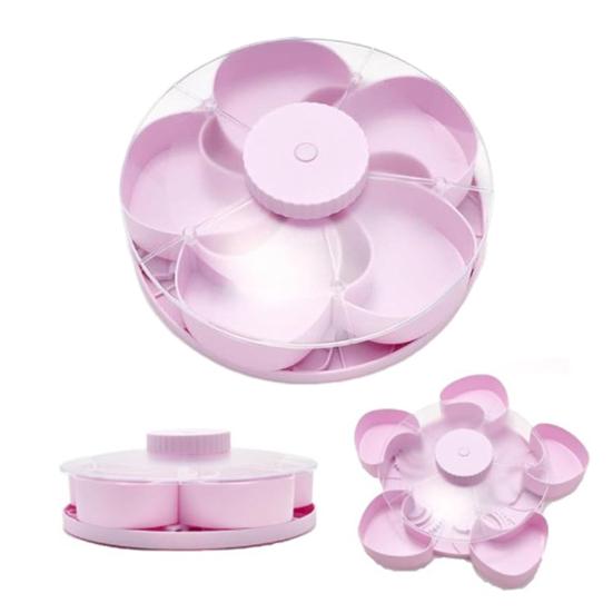 Вращающийся сервировочный поднос с отделениями для закусок, соусов, вечеринок, закусок, вращающийся контейнер для закусок с крышкой, форма цветка, многосекционный органайзер Susan для