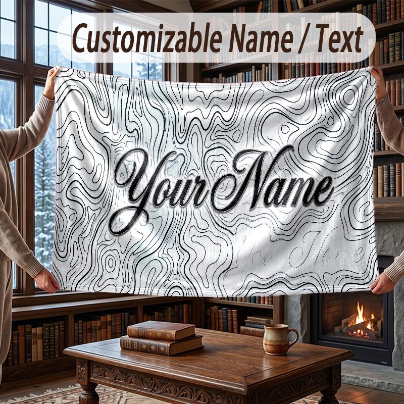 Decorative Artwork Theme Throw Blanket Custom Name Text Personalized Blanket Soft Cozy Blanket for Home Sofa Bed
